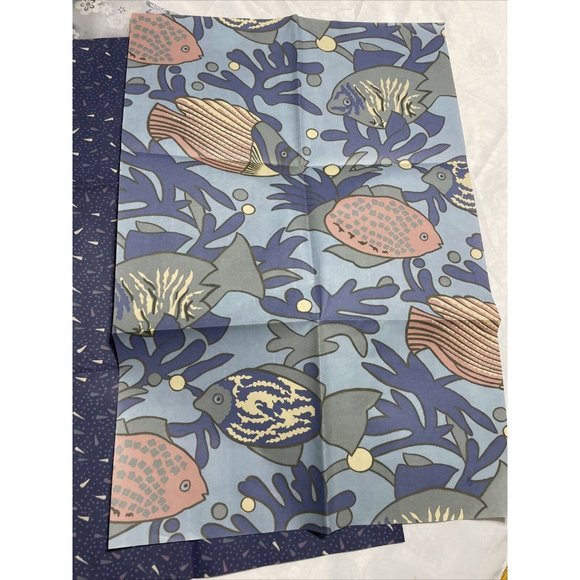 20x30 Inch Blue Fish Coral Wrapping Paper Sheets Set- 2 Papers & 2 Tissue Sheets - Picture 2 of 12